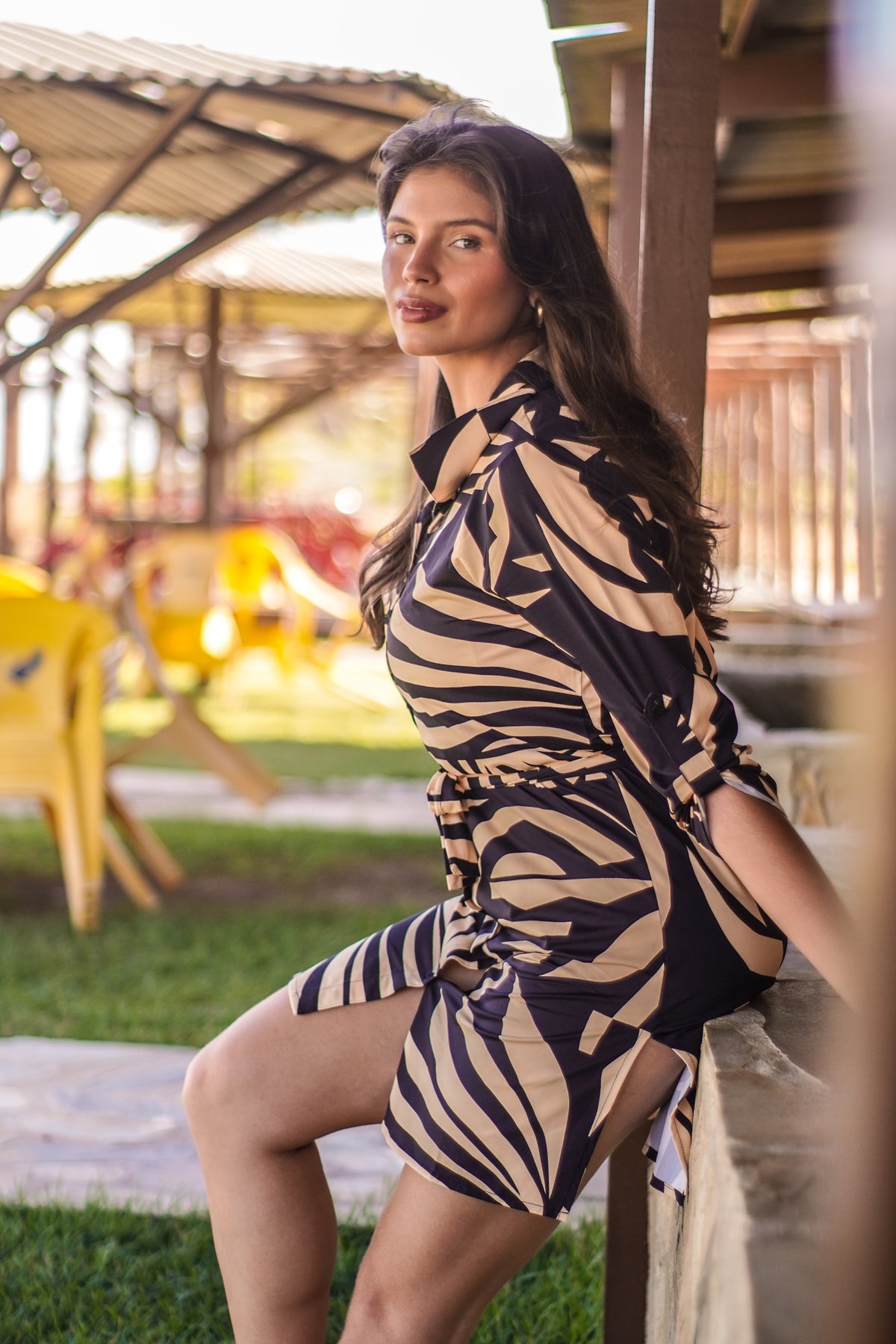 Saída Chemise UV estampado