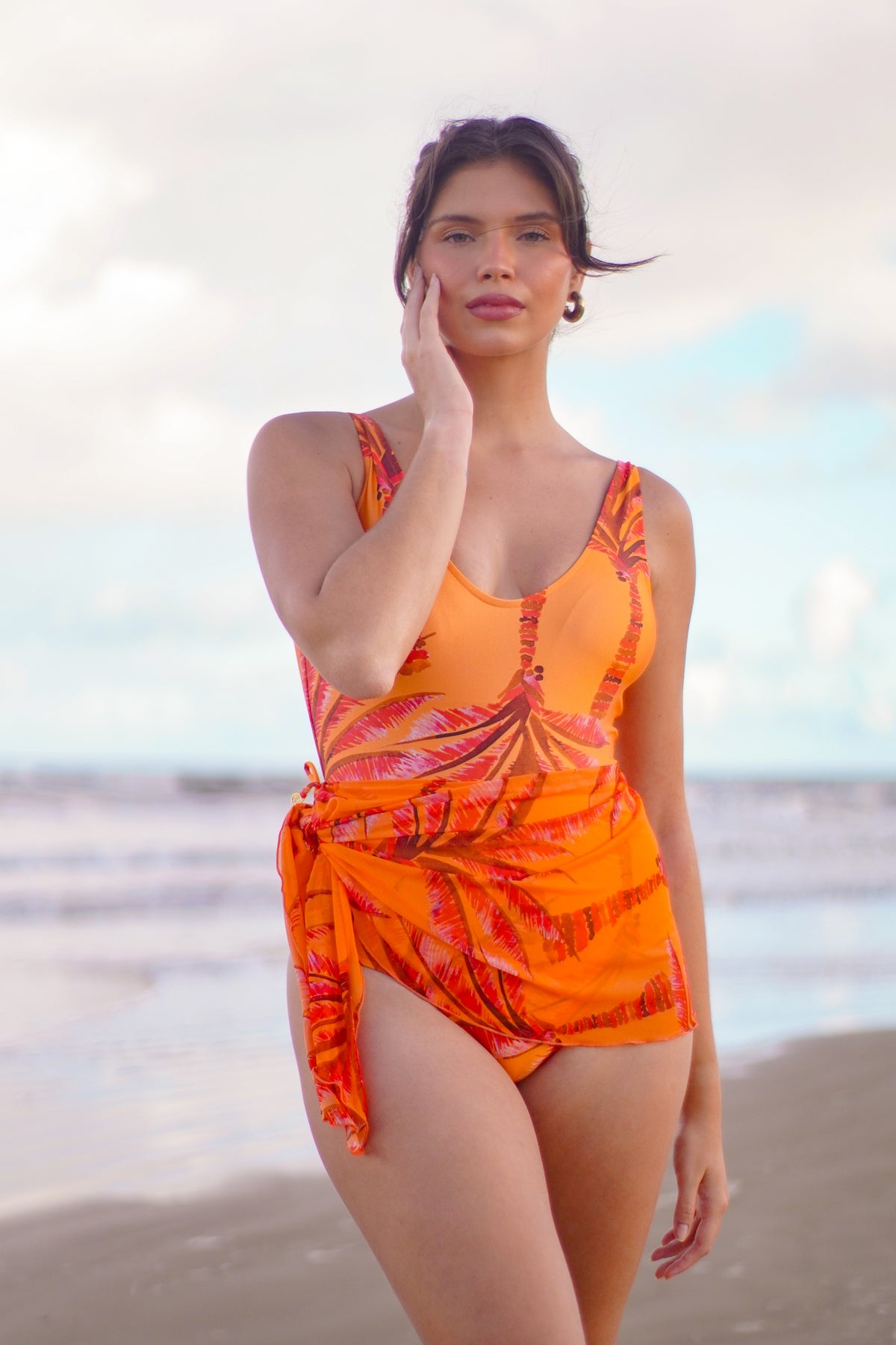 Maiô Pareô Tule Estampado