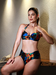 Conjunto Meia Taça Sustentação com Calcinha Larga Drapeada